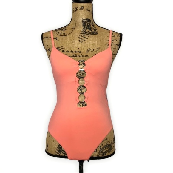 Seafolly Ring Front Maillot One Piece in Peach 6 - Picture 1 of 10